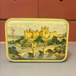 Vintage Castle Scene Decorative Tin